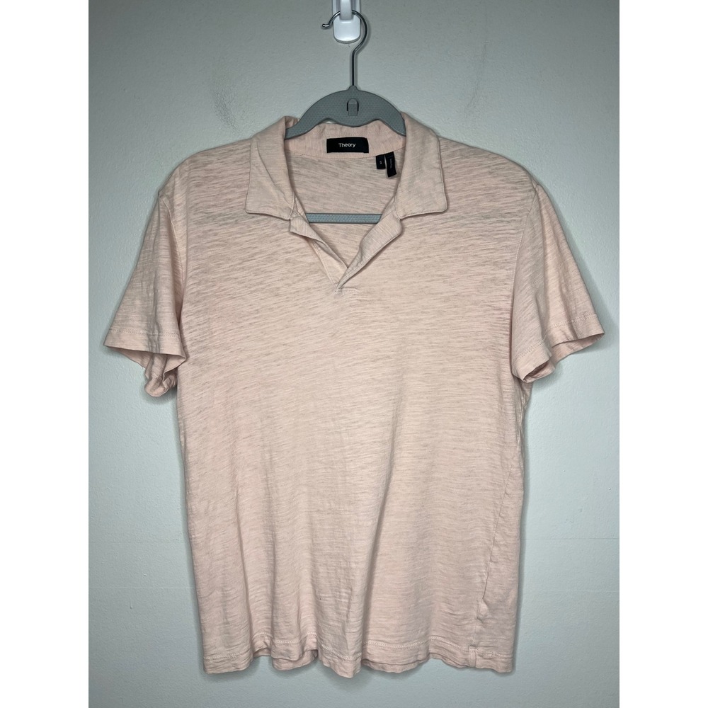 Theory Willem Cosmos Jersey Polo Shirt Men S Dusty Blush Short Sleeve Minimalist